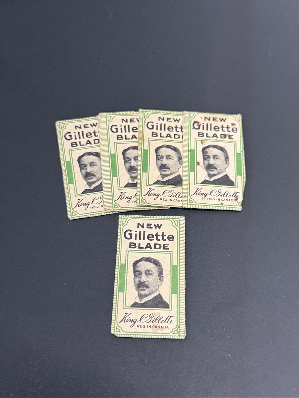 Vintage 1920s King Gillette Double Edge Safety Razor Blade Canada Made Lot of 5
